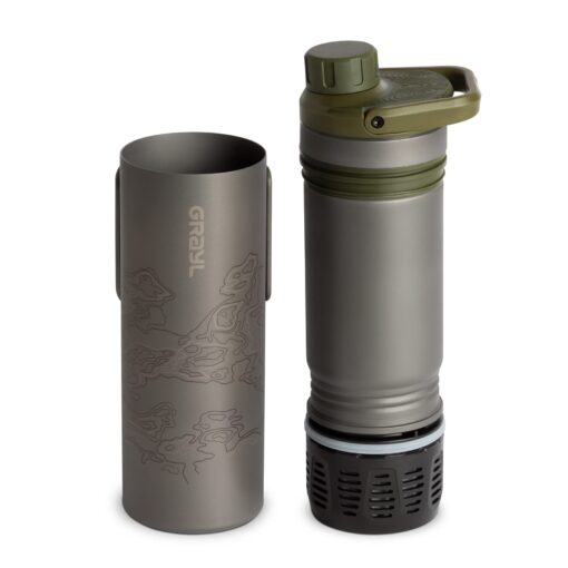 GRAYL UltraPress Titanium 16.9 oz Water Purifier & Filter Bottle for Hiking, Backpacking, Survival, Bushcraft, Travel (Olive Drab) - Image 9