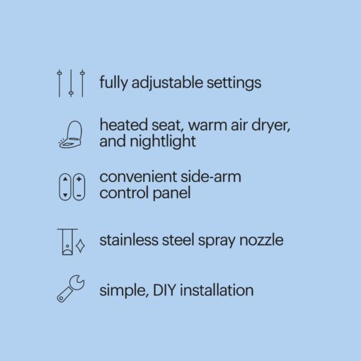 Brondell SE400-RW Swash SE400 Electric Bidet Toilet Heated Seat, Oscillating Stainless Steel Nozzle, Warm Air Dryer, Night Light, Gentle Close Lid, White Side Arm Control, Round - Image 8