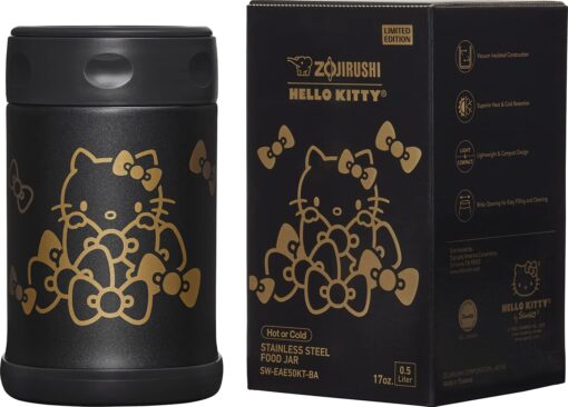 Zojirushi NS-RPC10KTWA Automatic Rice Cooker & Warmer, 5.5-Cup, White & SW-EAE50KTBA Stainless Steel Food Jar, 17-Ounce, Hello Kitty Collection Black - Image 2