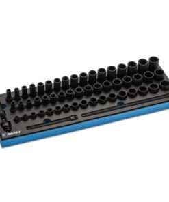 Capri Tools 3/8 in. Drive Master Shallow, Semi-Deep and Deep Impact Socket Set with Extensions and Universal Joint, Metric, 8 to 24 mm, 55-Piece with Mechanic's Tray