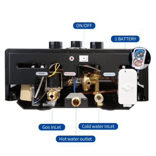 forimo Tankless Water Heater 4.74GPM 18L Outdoor Portable GasHot Water Heater Instant Propane Water Heater with Digital Display Multi-Protection for Camping Trips Boat Cabins, Black - Image 3