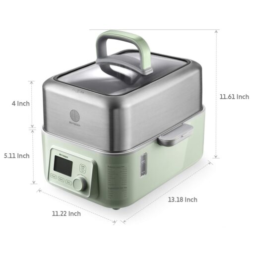 BUYDEEM G553 5-Quart Electric Food Steamer for Cooking, One Touch Vegetable Steamer, Digital Multifunctional Steamer, Quick Steam in 60s, Stainless Steel Steamer Tray, No Stew Pots Included - Image 2