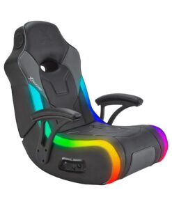 X Rocker G-Force RGB LED Video Gaming Floor Chair with Armrests, Built-In Audio via Wireless Bluetooth, Foldable, Vegan Leather, 300 lbs Max, Black