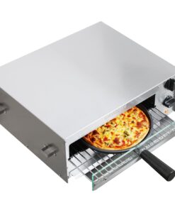 CROSSON Countertop Electric Frozen Pizza Oven For Indoors with 30-minitue Timer,Glass Door and Interior Light,Commercial Pizza Maker for Restaurant and Home Use,120V/1550W (13 Inch)