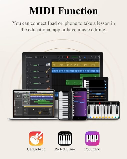 Eastar EP-10 Beginner Foldable Digital Piano 88 Key Full Size Semi Weighted Keyboard, Bluetooth Portable Electric Piano with Piano Bag - Image 4