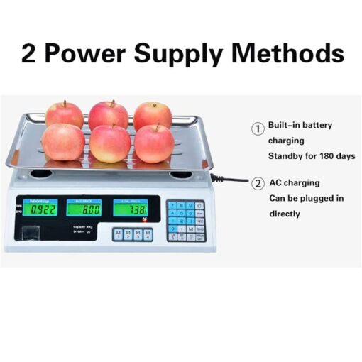 Kitchen Digital Baking Scales,Electronic Food Scale, Commercial Shop Electronic Scale 40KG LCD Display Digital Price Computing Counting Food Scale for Food Meat, Fruit and Vegetable Scales - Image 2