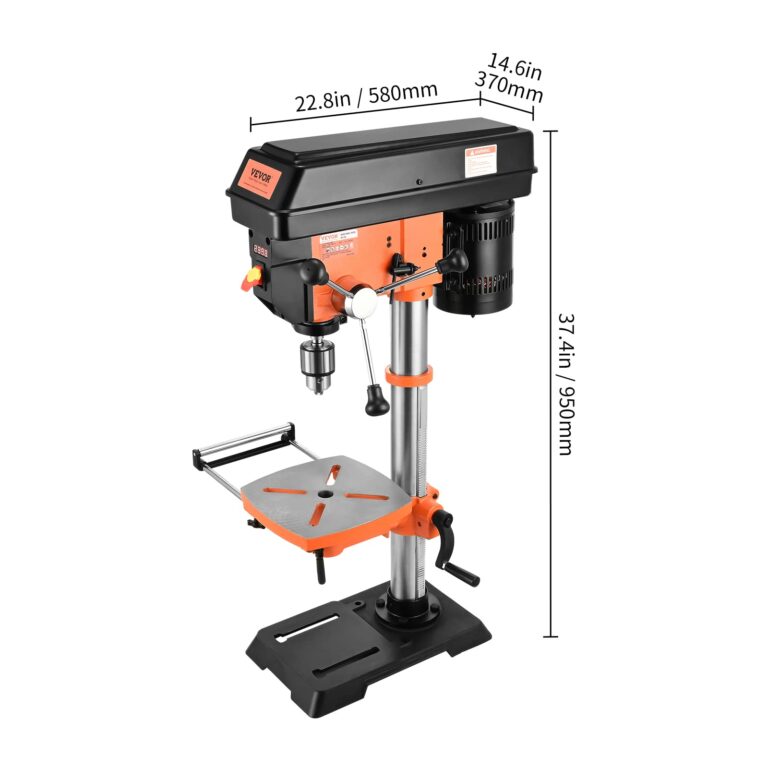 VEVOR 12 in Benchtop Drill Press, 5 Amp 120V, Variable Speed Cast Iron Bench Drill Press, 12 in Swing Distance 0-45° Tiltling Worktable with Laser Work Light, Tabletop Drilling Machine for Wood Metal - Image 6