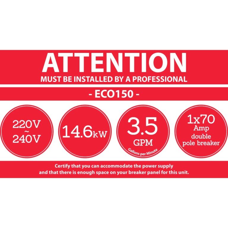 Marey ECO150 Electric Tankless Water Heater, 14.5kW 240V, Smart Technology, Unlimited On-Demand Hot Water Heater - Image 5
