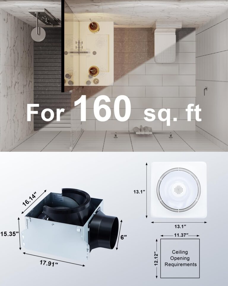 GROWNEER Bathroom Fan with Bluetooth Speaker, 110/160 CFM 1.0 Sone Bathroom Exhaust Fan with Heater, Exhaust Fan with Light & Remote, 9 RGB Modes, 1500lm 3 Color Temperature & Nightlight, EZ Install - Image 4