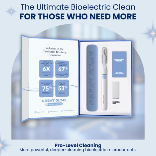 Great Gums Clinical Grade Bioelectric Toothbrush | Toothbrush with 3 Brush Heads (Classic, Gum Care, Implant & Ortho), Clear Cap, Travel Case, USB-C Cable | Sensitive Gums & Teeth | Adults - Image 5