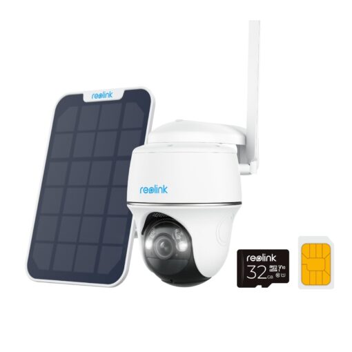 REOLINK 5MP 4G LTE Cellular Security Camera Outdoor, 360° Pan-Tilt, Sim+32GB SD Card Included, Wireless Solar Powered, Color Night Vision, Smart AI Detection, Go PT Plus+Solar Panel, Updated Version