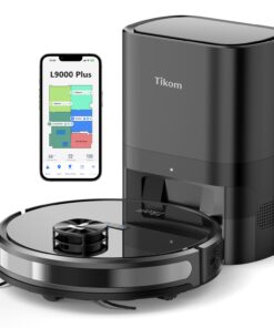 Tikom Robot Vacuum and Mop Combo L9000 Plus, Self-Emptying, 60-Day Capacity, LiDAR Navigation, Home Mapping, 4000Pa,150Min Max, Schedule, Wi-Fi/App, Robotic Vacuum Cleaner for Pet, Hard Floors, Carpet