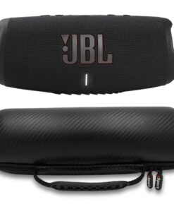 JBL Charge 5 Waterproof Portable Speaker with Built-in Powerbank and gSport Carbon Fiber Case (Black)