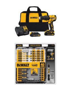 DEWALT DWA2T40IR IMPACT READY FlexTorq Screw Driving Set, 40-Piece and DEWALT DCD777C2 20V Max Lithium-Ion Brushless Compact Drill Driver