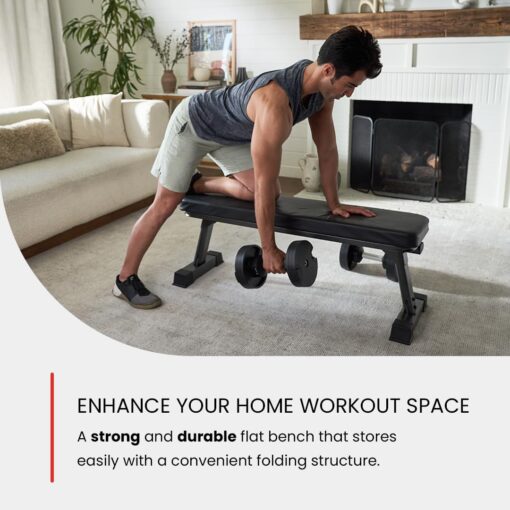 Finer Form Gym Quality Foldable Flat Bench for Multi-Purpose Weight Training and Ab Exercises - Free PDF Workout Chart Included - Image 6