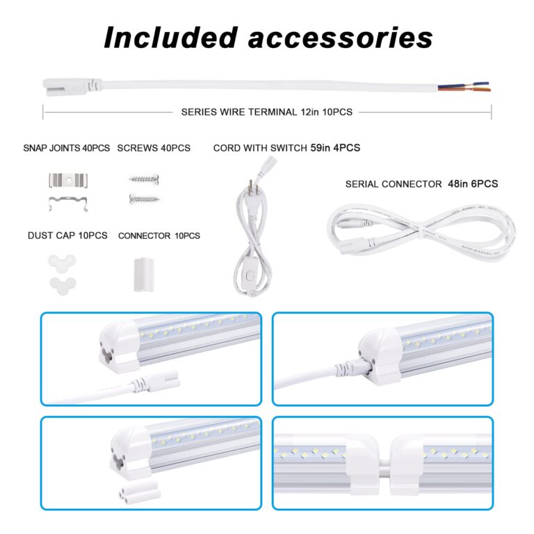 JOMITOP 8 ft Led Shop Light Fixture 120W 14400 Lumens 6500K Cold White T8 V Shaped Integrated Led Tube Light 4 Rows Cooler Door Light, Warehouse Super Bright White Pack of 10 - Image 7
