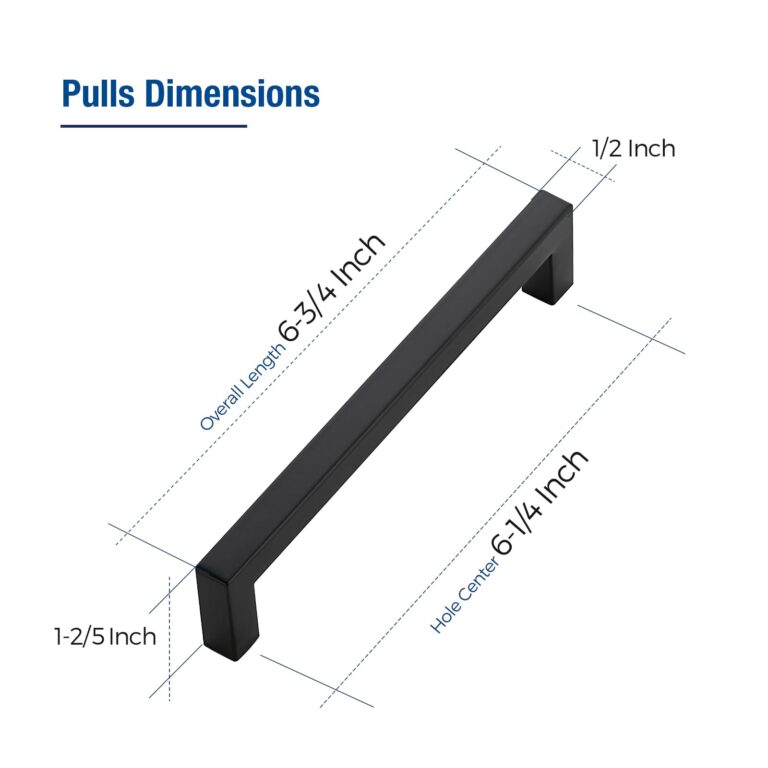 JOY DECOR 50 Pack Cabinet Handles, Black Cabinet Pulls, 6-1/4 Inch Kitchen Closet Handles Square Drawer Pulls Stainless Steel Drawer Hardware, 160mm Hole Centers - Image 6