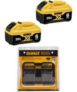 DEWALT 20V MAX Battery, Premium 6.0Ah Double Pack with 12/20V MAX Charging Station/Dual Charger for Jobsite (DCB206-2 & DCB102)
