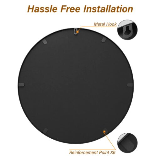 USHOWER 2-Pack Black Round Mirrors 30 Inch, Round Bathroom Mirror for Over Sink, Black Circle Mirror, Metal Frame, Bathroom Vanity Mirror for Wall Decor - Image 4
