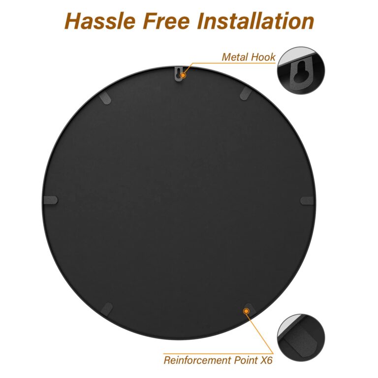 USHOWER 2-Pack Black Round Mirrors 30 Inch, Round Bathroom Mirror for Over Sink, Black Circle Mirror, Metal Frame, Bathroom Vanity Mirror for Wall Decor - Image 4