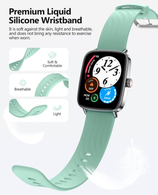 2025 Smart Watches for Men Women, 1.85" AI Voice Smartwatch, 24/7 Heart Rate Monitor, Stress/SpO2/Sleep Tracker, IP68 Waterproof, Weather, 100+ Sports Fitness Tracker for Android iOS Green - Image 3