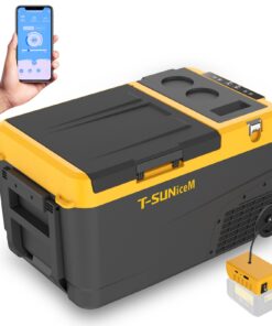 T-SUNiceM 12 Volt Car Fridge, 28 Quart Electric Cooler Dual Zone, Car Refrigerator -4℉~68℉ 12/24V DC & 100-240V AC App Control for Dewalt 18-20V Battery Truck Van RV Camper Travel Camping Road Trips