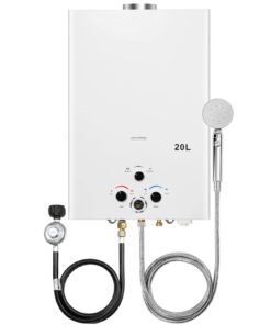 Tankless Water Heater Propane 5.26GPM 20L Outdoor Portable GasHot Water Heater Instant Propane Water Heater with Digital Display Multi-Protection for Camping Trips Boat Cabins