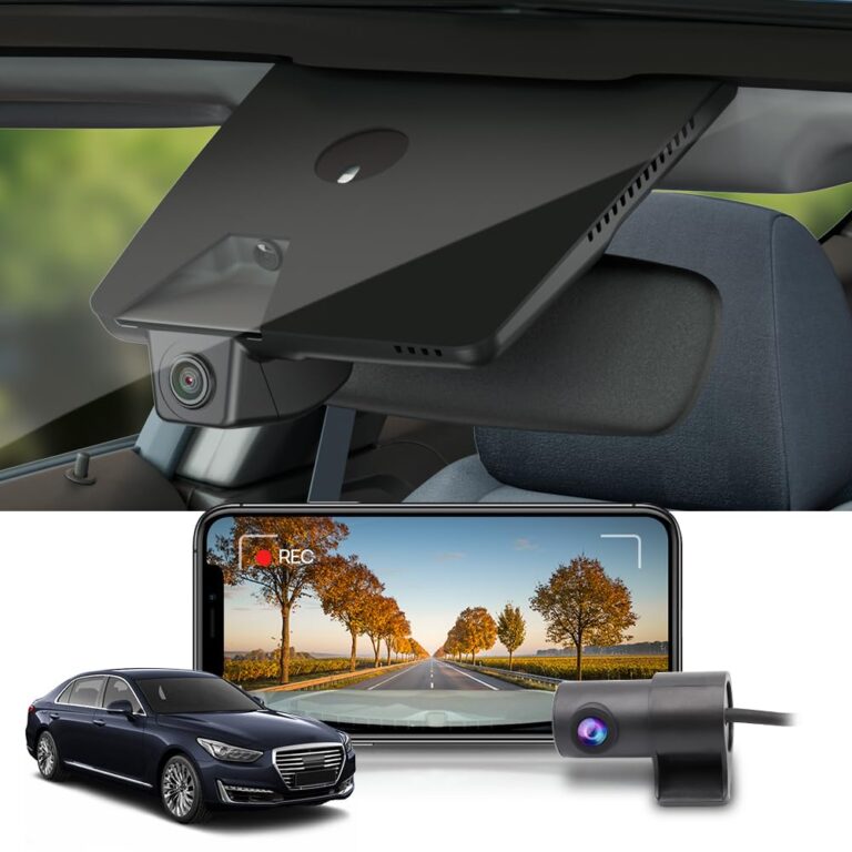 Fitcamx Front 2K+Rear 1080P Dash Cam for 2017-2020 Genesis G80 (Part No#B1500) 3.8L 3.3T Sport 5.0L Ultimate, OEM Style, Front 1440P+Rear 1080P Video, WiFi & APP, Loop Recording, G-Sensor, 64GB Card