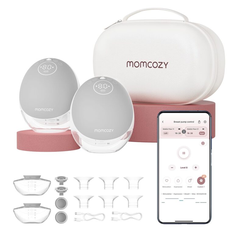 Momcozy Breast Pump Hands Free Upgraded Mobile Flow | M9, App Discreet Control with Personalized Multi-Modes & 15 Levels, Wearable Breast Pump 24mm