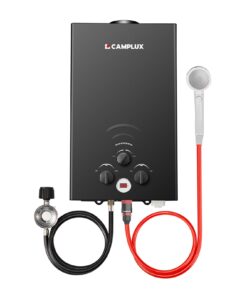 CAMPLUX Tankless Water Heater Propane, 2.64GPM Portable Water Heater for Off Grid, Camping, Outdoor Shower, 68,000 BTU Portable Hot Water Heater, BW264B, Black