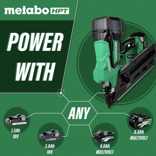 Metabo HPT 18V MultiVolt™ Cordless Framing Nailer Kit | Accepts 2-Inch up to 3-1/2-Inch Clipped & Offset Round Paper Strip Nails | 30 Degree Magazine | NR1890DCS - Image 7