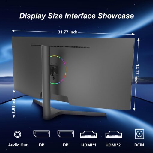 Sealan 34 inch Curved Ultrawide Gaming Monitor 165Hz,3440x1440 21:9 UWQHD, 1ms(MPRT),1500R, PIP/PBP,HDR400, 99% sRGB,300nits, FreeSync, HDMI2.0(TMDS) x2,DP1.4 x2, Eye Care, VESA(75 * 75mm) - Image 2