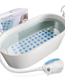 Portable Spa Bubble Bath Massager - Thermal Spa Waterproof Non-Slip Mat with Suction Cup Bottom, Motorized Air Pump & Adjustable Bubble Settings - Remote Control Included - Serenelife AZPHSPAMT22
