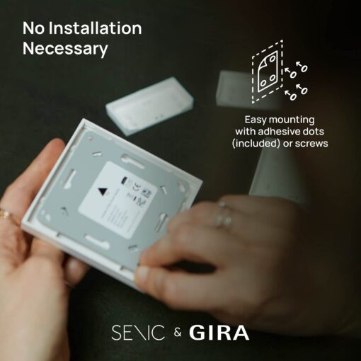 GIRA + Senic Friends of Hue Smart Switches | Compatible with Philips Hue (No Batteries, No Charging) | Wireless Homekit Light Switch and Dimmer | Made in Germany | 3 GIRA Light Switches White Matt - Image 5