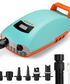 Swonder Seawolf 20 PSI Battery Powered Paddle Board Pump, 9000mAh, Dual Stage, Active Cooling System, 6 Nozzles, Includes Typ-C Cable, 1 Year Limited Warranty