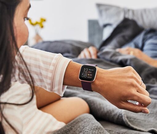 Fitbit Versa 2 Health and Fitness Smartwatch with Heart Rate, Music, Alexa Built-In, Sleep and Swim Tracking, Bordeaux/Copper Rose, One Size (S and L Bands Included) - Image 4