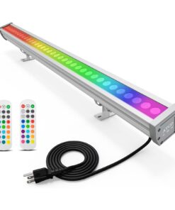 ATCD LED Wall Washer Light with RF Remote, 144W RGBW 5700K Dimmable Linear Wall Wash Light Bar, 120V-277VAC, 40" Long Perfect for Outdoor Building, Weddings, Advertising Boards, Commercial Lighting