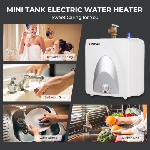 CAMPLUX Electric Small Hot Water Heater, 1.3 Gallon Point of Use Hot Water Heaters 120V 1440W, Under Sink, Wall or Floor Mounted, Easy to Install - Image 5