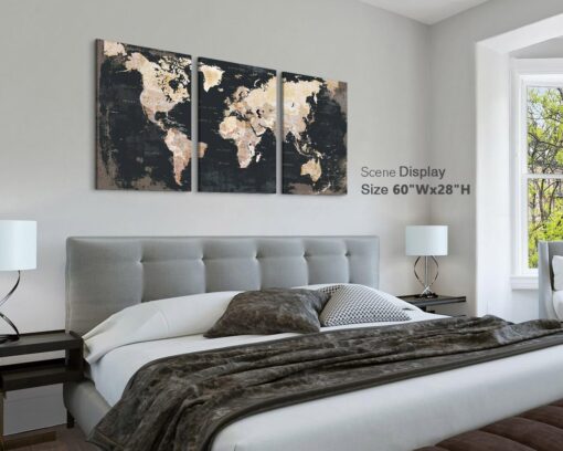 Elixart Bedroom Wall Decor Inspirational Wall Art Black Wall Pictures for Living Room Paintings for Wall Decoration Map Canvas Artwork Big Brown Decor for Kitchen Dining Room - Image 6