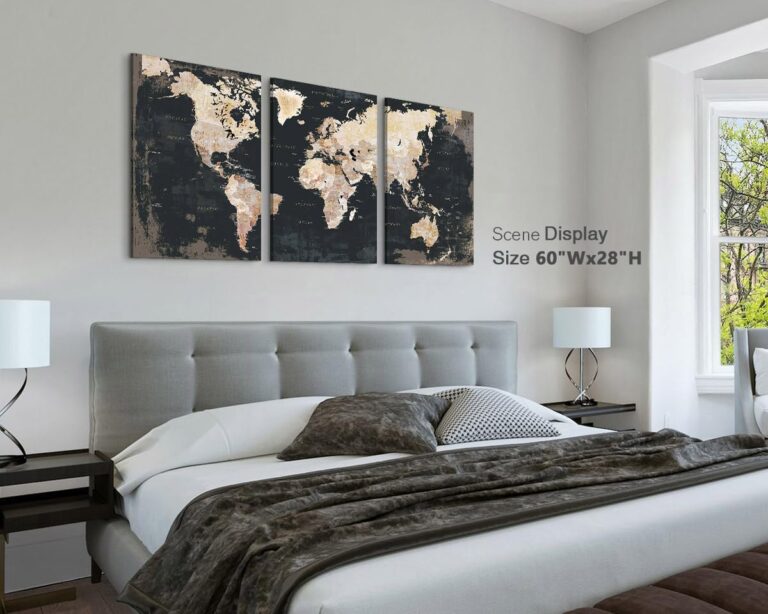 Elixart Bedroom Wall Decor Inspirational Wall Art Black Wall Pictures for Living Room Paintings for Wall Decoration Map Canvas Artwork Big Brown Decor for Kitchen Dining Room - Image 6