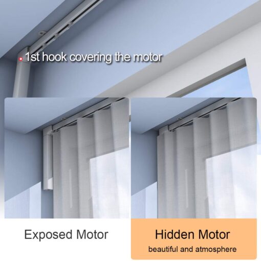 TIPIACE Rechargeable Motorized Curtain tracks to Remote Control Ceiling Mount Electric Retractable Curtain Rail Compatible with Alexa Google Home via Hub (L 66.9-118 inch) - Image 2
