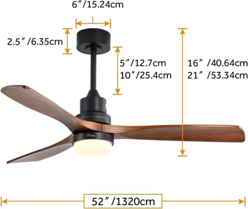Sofucor Low Profile Ceiling Fan With Lights Remote Control 52 Inch Flush Mount Ceiling Fan Modern Wood Blade Fan For Bedroom Living Room Indoor Outdoor Farmhouse Patio, Noiseless DC Motor - Image 5
