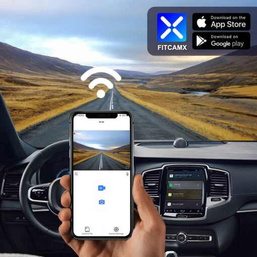 Fitcamx Front 4K+Rear 1080P Dash Cam Suitable for Volvo XC90 2023 2024 2025 B5 B6 T8 (Model B), Integrated OEM Look, Dual HD Video, Loop Recording, WiFi Connect&APP, G-Sensor, Easy to Set, 128GB Card - Image 5