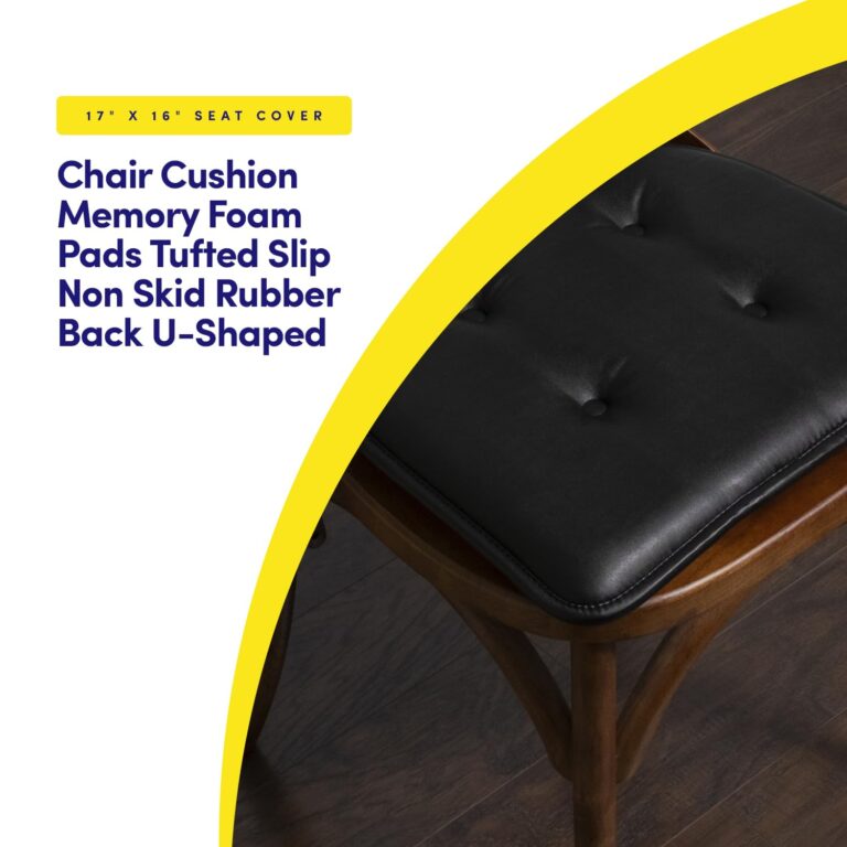Sweet Home Collection Chair Cushion Memory Foam Pads Tufted Slip Non Skid Rubber Back U-Shaped 17" x 16" Seat Cover, 12 Pack, Faux Leather Black - Image 5
