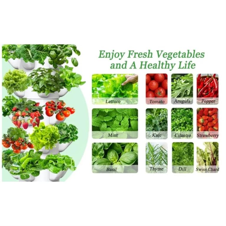 KSNWZ Hydroponics Tower Indoor Growing System, PP Balcony Dimensional Planting Column, 6-Layers 30-Plants and Plants Germination Kit, for Gardening Lover - Image 2