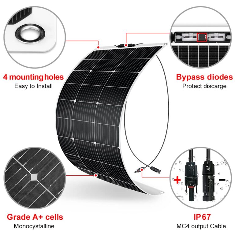 DOKIO Flexible Solar Panel 4x100w(400w) Semi-Flexible Bendable 12V Monocrystalline Off-Grid for RV Boat Cabin Van Car and Caravan RV Boat Camper - Image 6