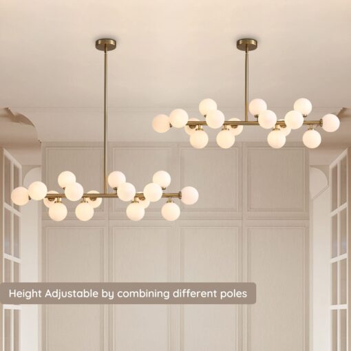 7PMBEANE Mid Century Modern Chandelier Over Table, 16-Light Globe Sputnik Chandelier Brass Pendant Lighting Fixture Hanging Ceiling Light for Dining Room, Kitchen Island - Image 4