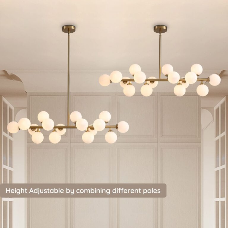 7PMBEANE Mid Century Modern Chandelier Over Table, 16-Light Globe Sputnik Chandelier Brass Pendant Lighting Fixture Hanging Ceiling Light for Dining Room, Kitchen Island - Image 4