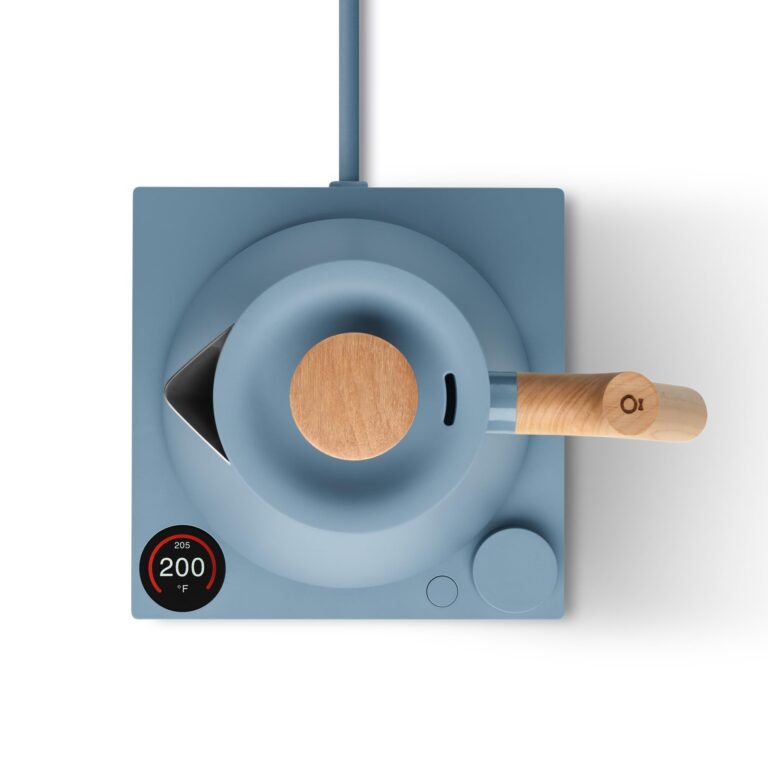 Fellow Corvo EKG Pro Electric Tea Kettle - Quick Heating, Precise Temperature Control Electric Kettle, Scheduling, Built-in Brew Timer for Boiling Water - Hazy Blue with Maple Handle - 0.9 Liter - Image 6