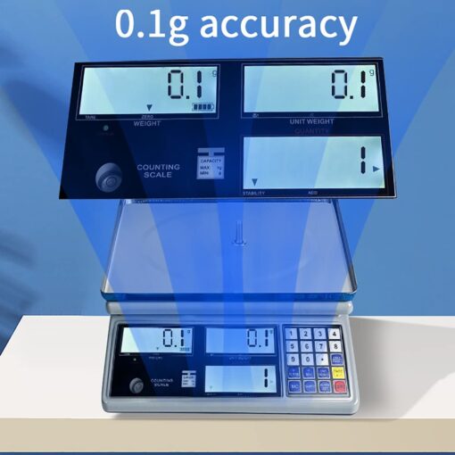 JAJKAFCL 0.1g High-Precision Electronic Scale Industrial Counting Weighing LCD Display Tare Function Platform Scale for Fruits Veggi Scale Weighing Balance(6kg/0.1g) - Image 6